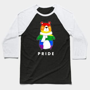 Pride Bear Wearing a Scarf Baseball T-Shirt